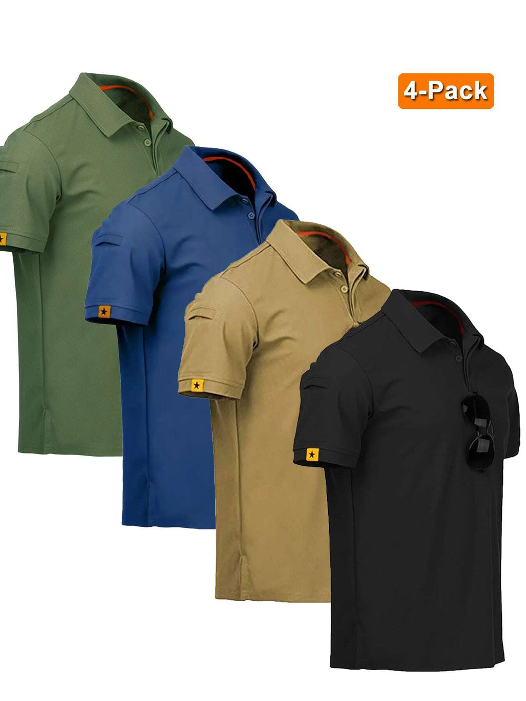 4pcs Men'S Quick-Dry Breathable Short Sleeve Polo Shirts - Lightweight Summer Outdoor T-Shirts with Collar, Regular Fit for Hiking, Golf, Beach - The Superior Findings Depot