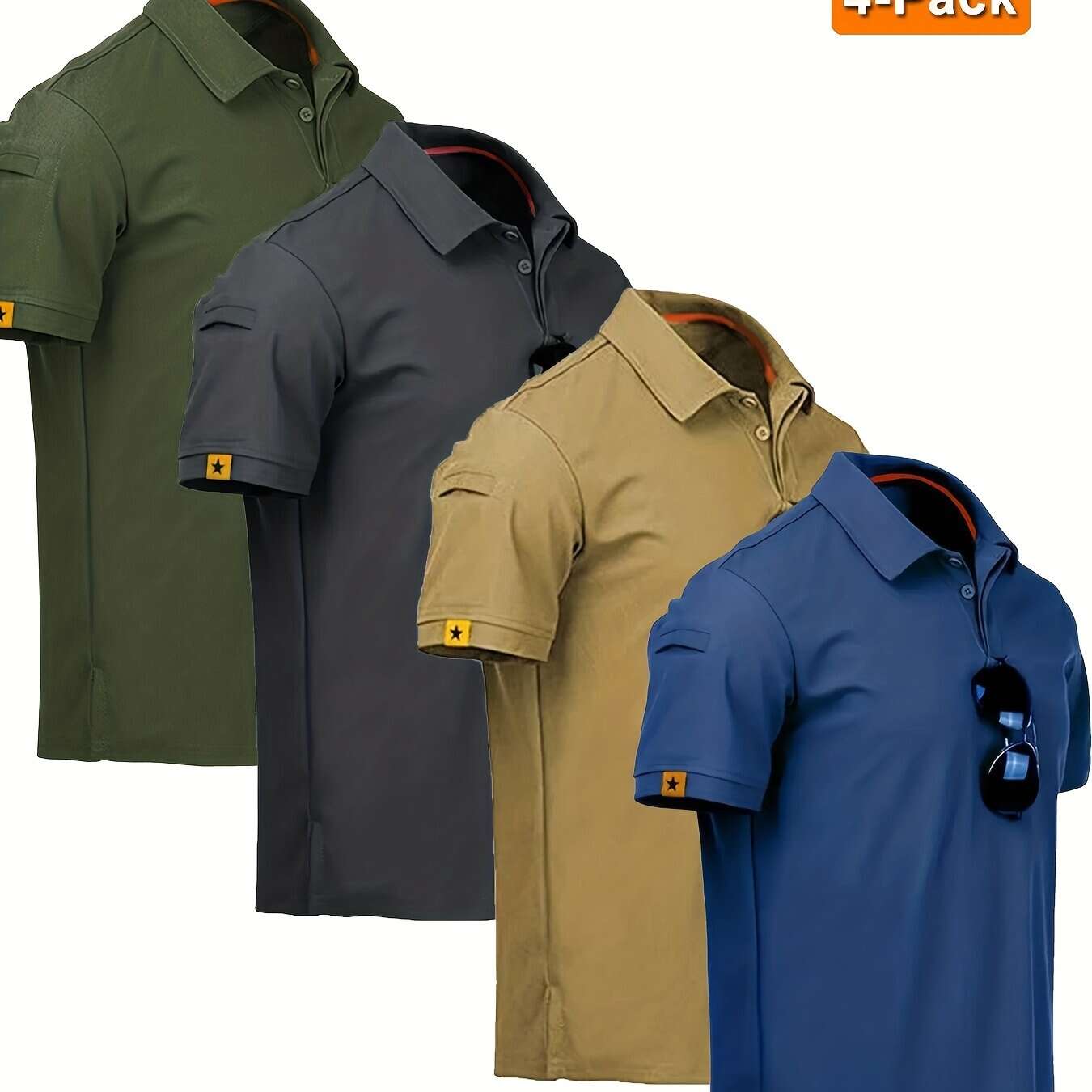 4pcs Men'S Quick-Dry Breathable Short Sleeve Polo Shirts - Lightweight Summer Outdoor T-Shirts with Collar, Regular Fit for Hiking, Golf, Beach - The Superior Findings Depot