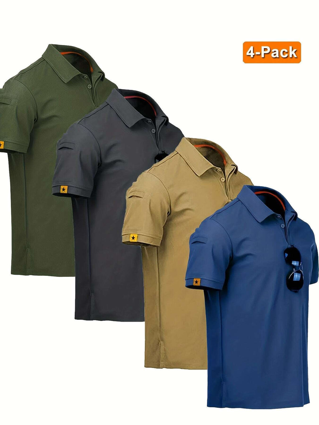 4pcs Men'S Quick-Dry Breathable Short Sleeve Polo Shirts - Lightweight Summer Outdoor T-Shirts with Collar, Regular Fit for Hiking, Golf, Beach - The Superior Findings Depot