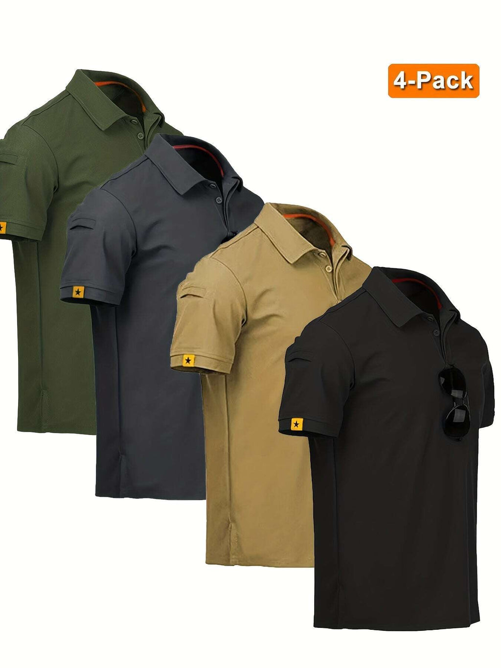 4pcs Men'S Quick-Dry Breathable Short Sleeve Polo Shirts - Lightweight Summer Outdoor T-Shirts with Collar, Regular Fit for Hiking, Golf, Beach - The Superior Findings Depot