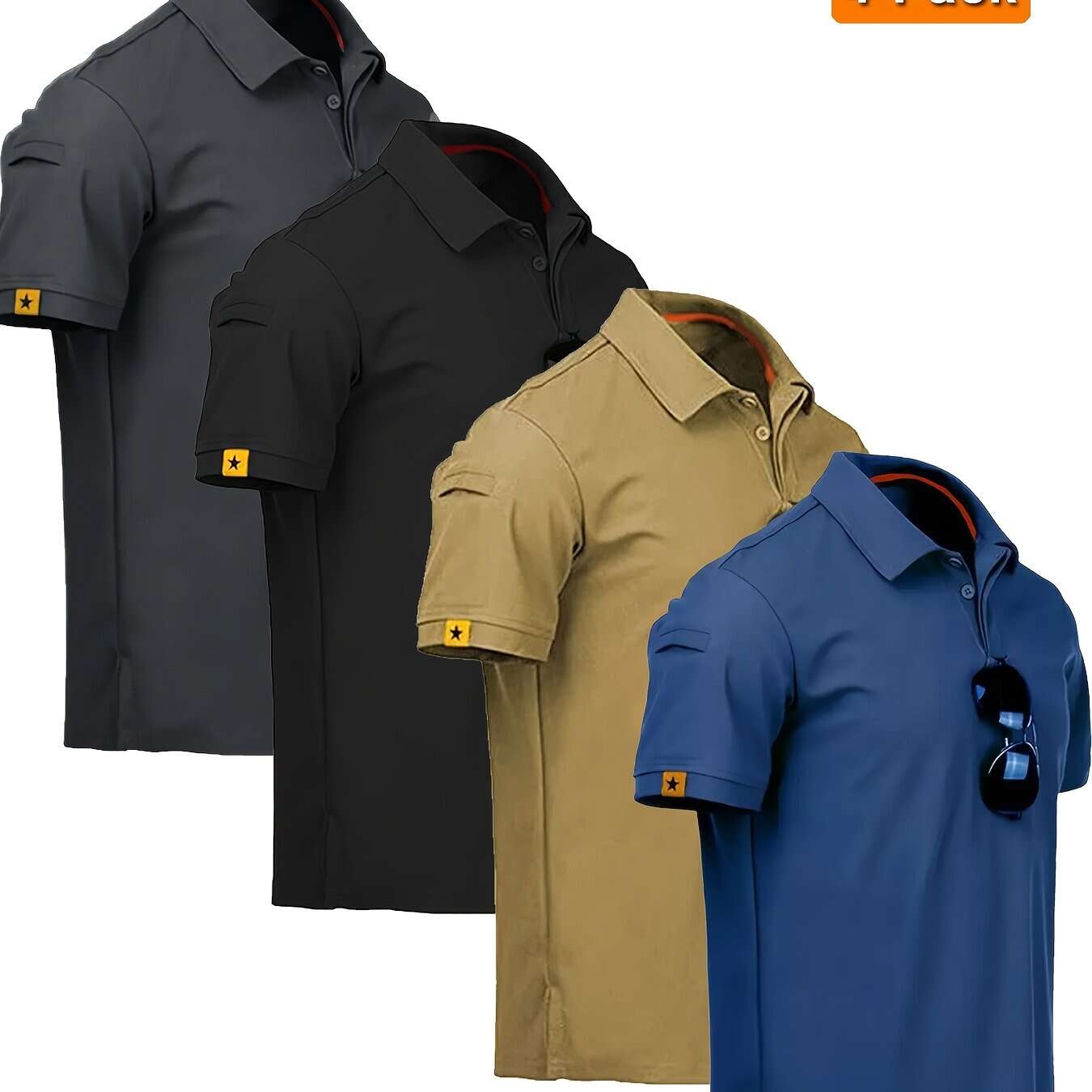 4pcs Men'S Quick-Dry Breathable Short Sleeve Polo Shirts - Lightweight Summer Outdoor T-Shirts with Collar, Regular Fit for Hiking, Golf, Beach - The Superior Findings Depot