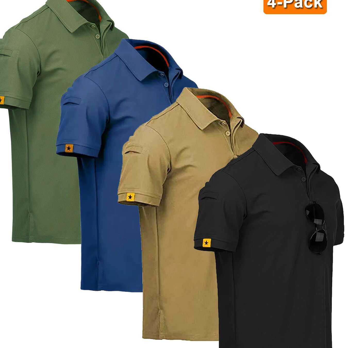 4pcs Men'S Quick-Dry Breathable Short Sleeve Polo Shirts - Lightweight Summer Outdoor T-Shirts with Collar, Regular Fit for Hiking, Golf, Beach - The Superior Findings Depot