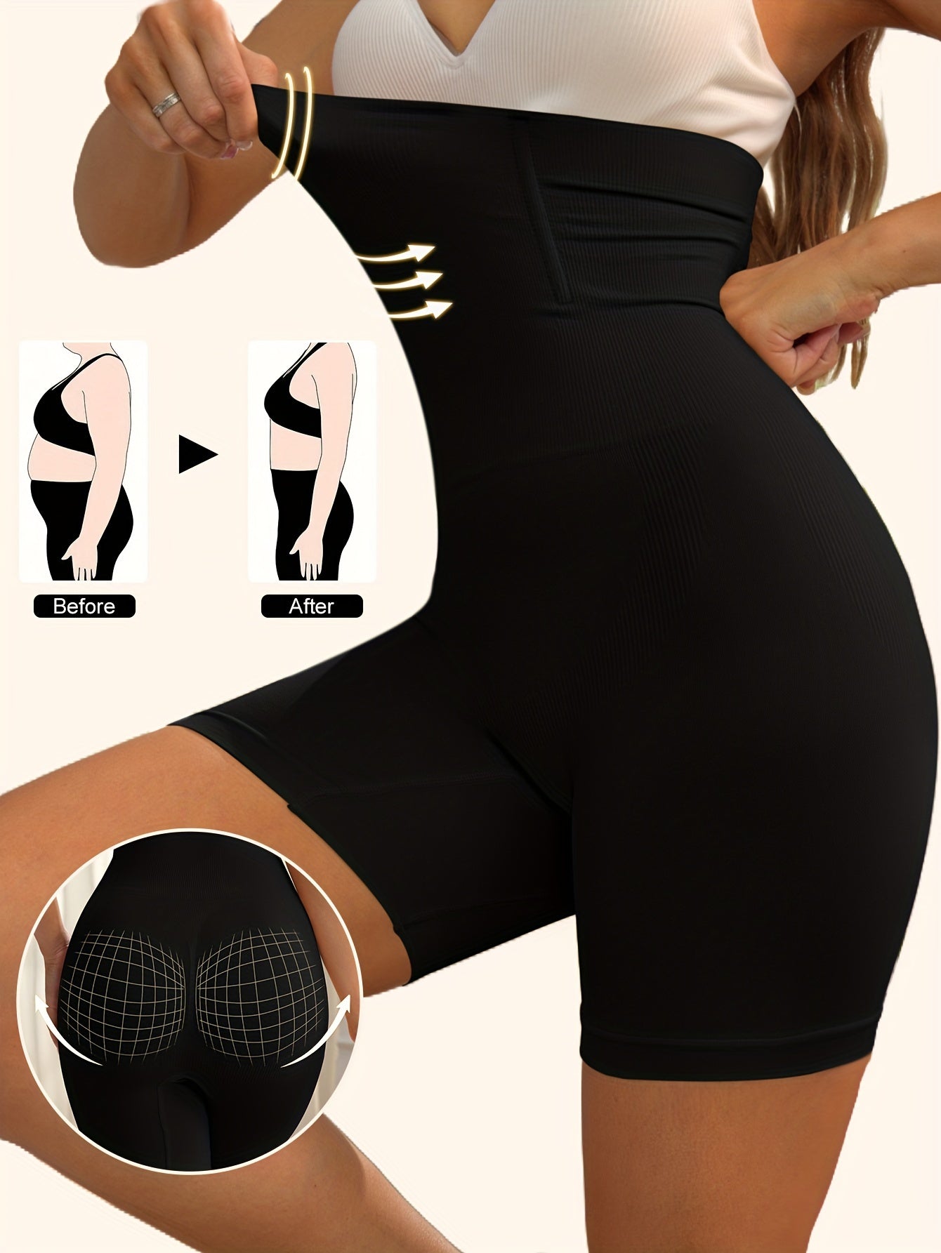 Tummy Control High Waist Sports Shorts, Waist Shaping Running Yoga Shorts, Women's Activewear Wide Waistband - The Superior Findings Depot