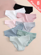 8-Pack Women's Thigh-High Panties Breathable Comfort Stretch Solid Color Briefs for Everyday Home Wear - The Superior Findings Depot