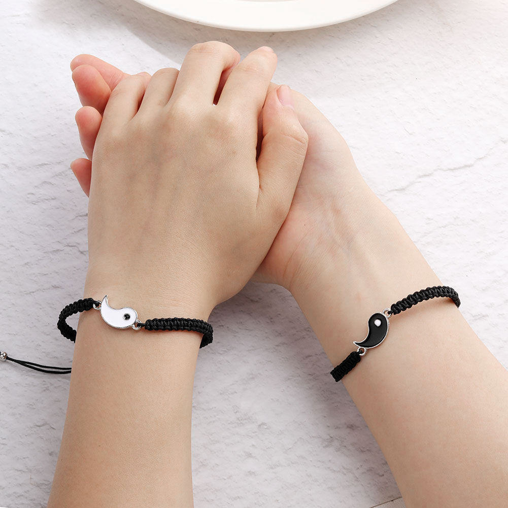 2pcs Best Friend Bracelets for 2 Adjustable Cord Thread Yin Yang Matching Bracelet for Bff Friendship Relationship Friendshop Boyfriend Girlfriend Valentines Gift, Suitable for Women - The Superior Findings Depot