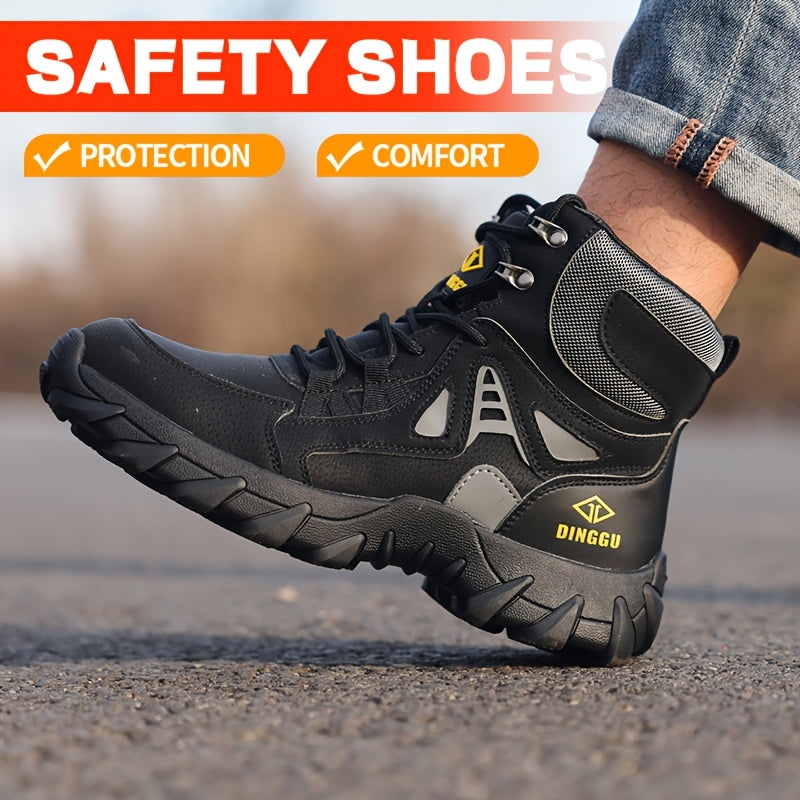 Men's Steel Toe Puncture-Proof Anti-Skid Work Boots with Kevlar-Reinforced Midsole & Breathable - Slip-Resistant Rubber Sole, All-Season Comfort for Industrial Construction & Outdoor Safety Shoes, Steel Toe Boots, Sleek Profe - The Superior Findings Depot