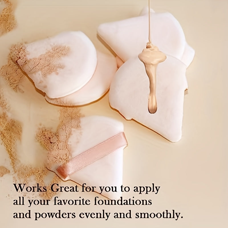 5pcs Soft Triangle Powder Puffs for Loose Powder, Mineral Powder, Body Powder, Velour Cosmetic Foundation Sponges - Nude and Black - Beauty Makeup Tools - The Superior Findings Depot