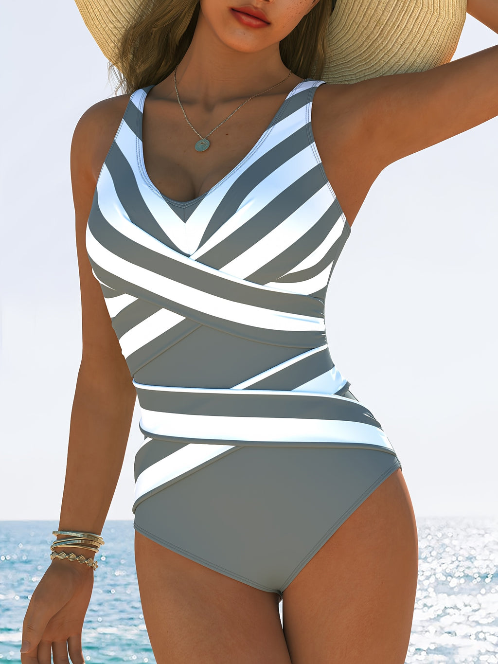 [Quick-Dry Swimwear] Women's One-Piece Swimsuit - Quick-Dry High-Elasticity Swim Suit, Chic One-Piece Swimsuit for Beach, Pool, Vacation - Easy Care Machine Washable Swimwear, Vintage Swimsuit, Beach Swimwear, Sporty Swimwear - The Superior Findings Depot