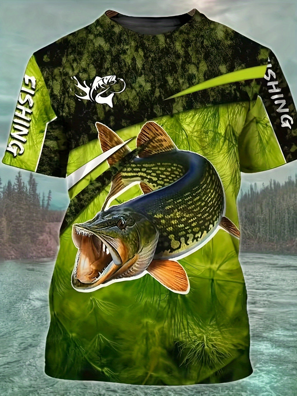 Men's 3D Fishing Graphic T-Shirt - Casual Summer Teen Apparel