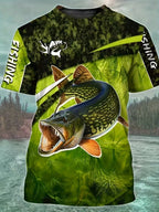 Men's 3D Fishing Graphic T-Shirt - Casual Summer Teen Apparel