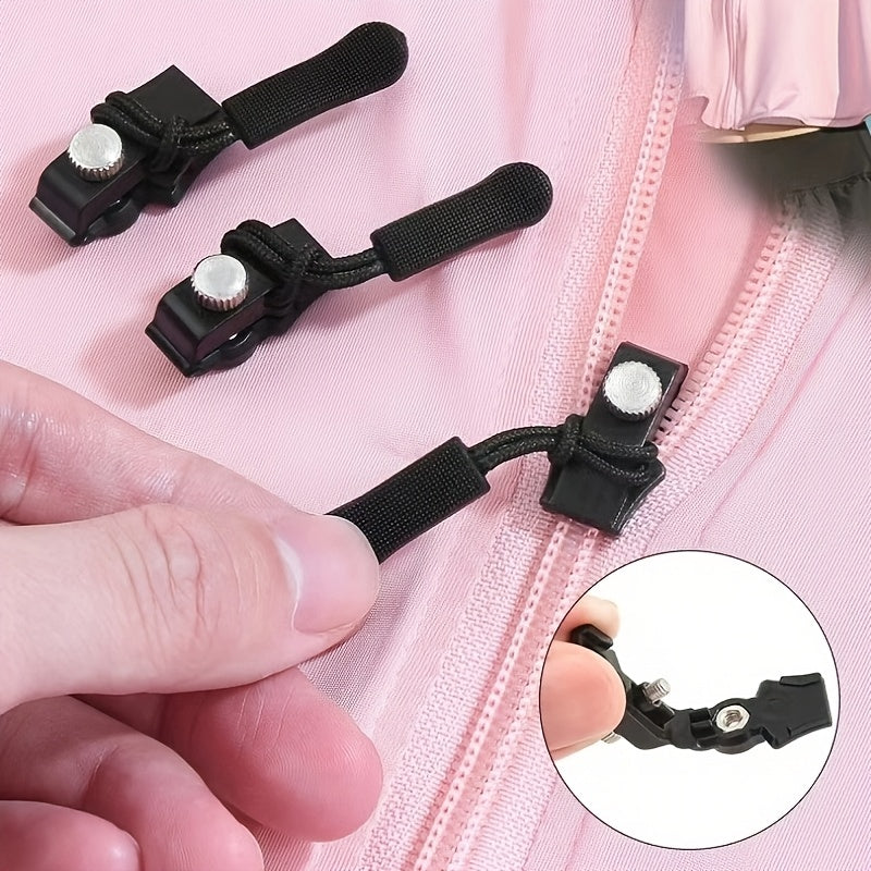 Set of 6 Universal Black Zipper Replacements - Detachable No Sewing