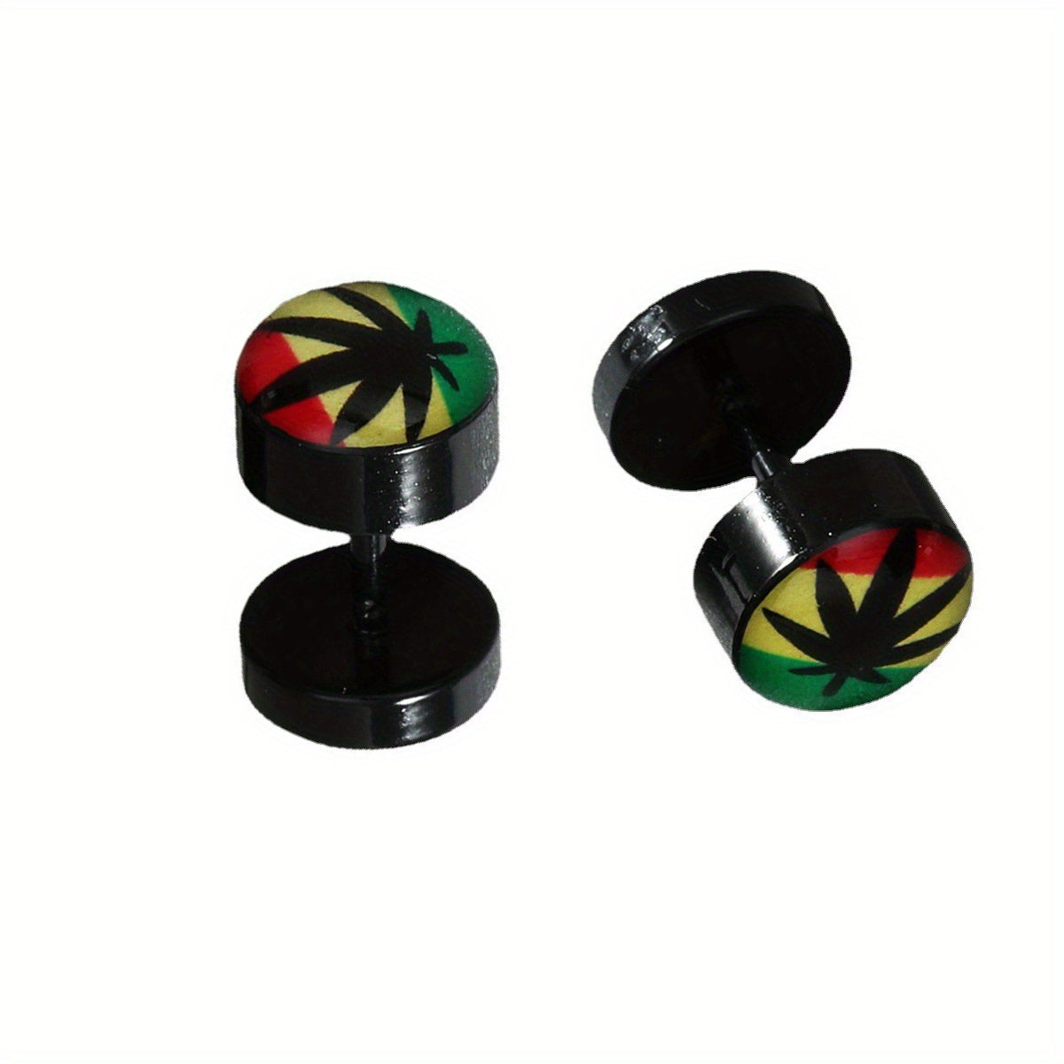 1 Pair Funky Maple Leaf Stainless Steel Stud Earrings - Colorful Design, Non-Magnetic, Hypoallergenic Posts for Casual Attire