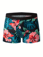 4pcs Flower Pattern Men's Antibacterial Underwear, Casual Boxer Briefs Shorts, Breathable Comfy Stretchy Boxer Sports Shorts - The Superior Findings Depot