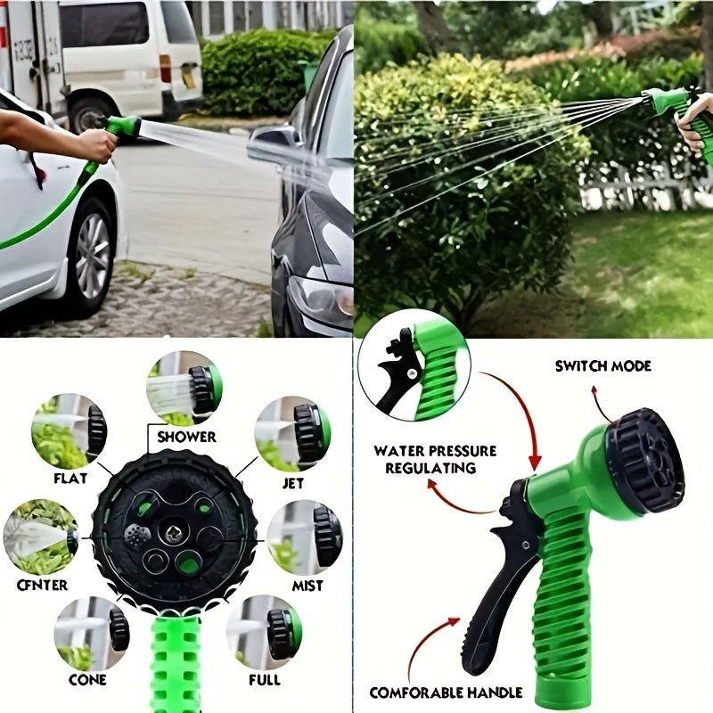 Expandable Garden Hose with Spray Nozzle – 25ft/50ft/100ft Flexible Water Hose, 3-Layer Latex Core & Durable Fabric, for Car Wash, Lawn & Garden Irrigation