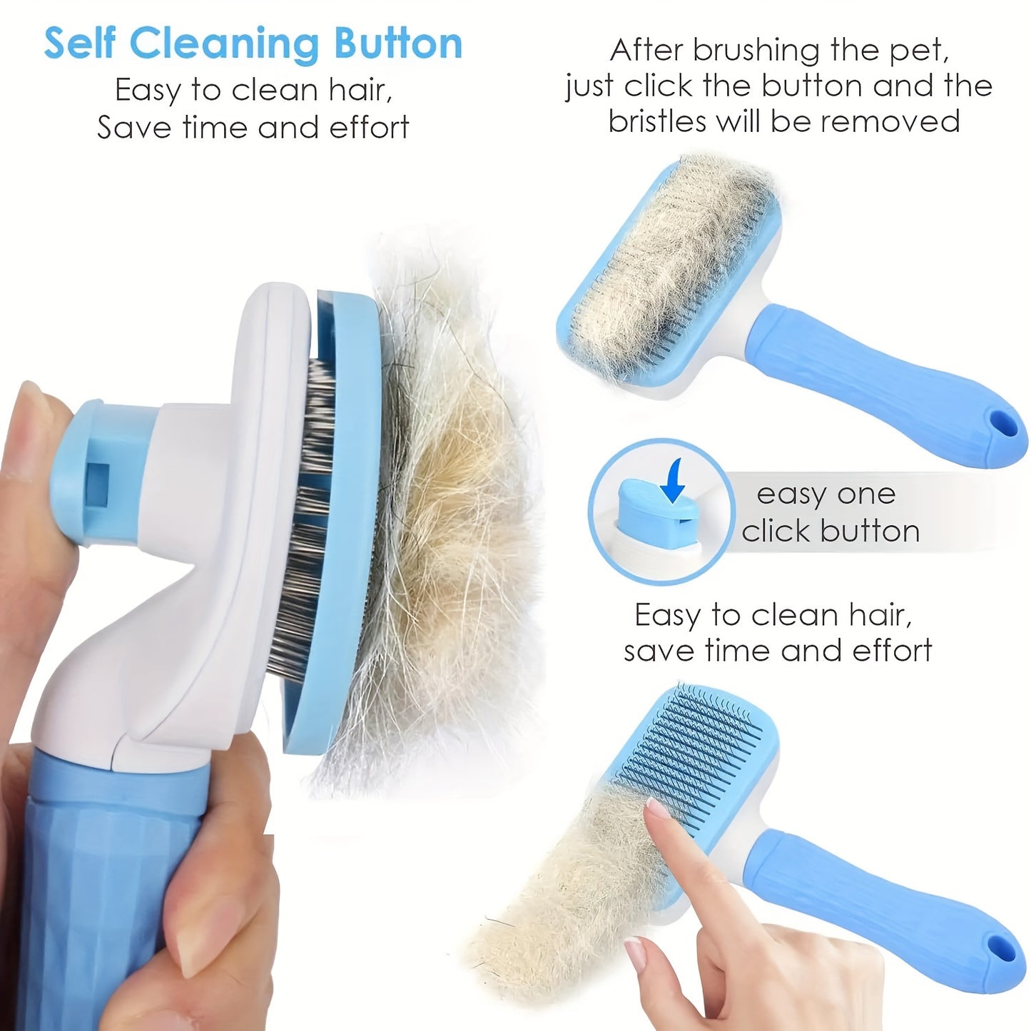 Heavy-Duty Pet Grooming Comb & Deshedding Brush – One-Click Hair Release, Dual Grip Tool for Dogs & Cats – Removes Loose Fur, Reduces Shedding, Prevents Matting, Promotes Healthy Coat – Perfect for Long-Haired Breeds