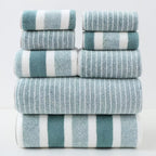 8pcs Coral Striped Towel Set/300 GSM Fabric/2 Large Bath Towels 27.56x55.12 Inches/2 Bath Towels 13.78x29.53 Inches/4 Washcloths 11.81x11.81 Inches/Ultra-Soft/Quick-Drying/Highly Absorbent/Ideal for Home/Hotel/Spa/Salon/Face - The Superior Findings Depot