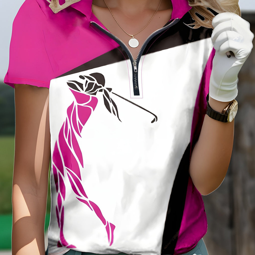 European And American Stylish Women's Polo Shirt - Geometric Print