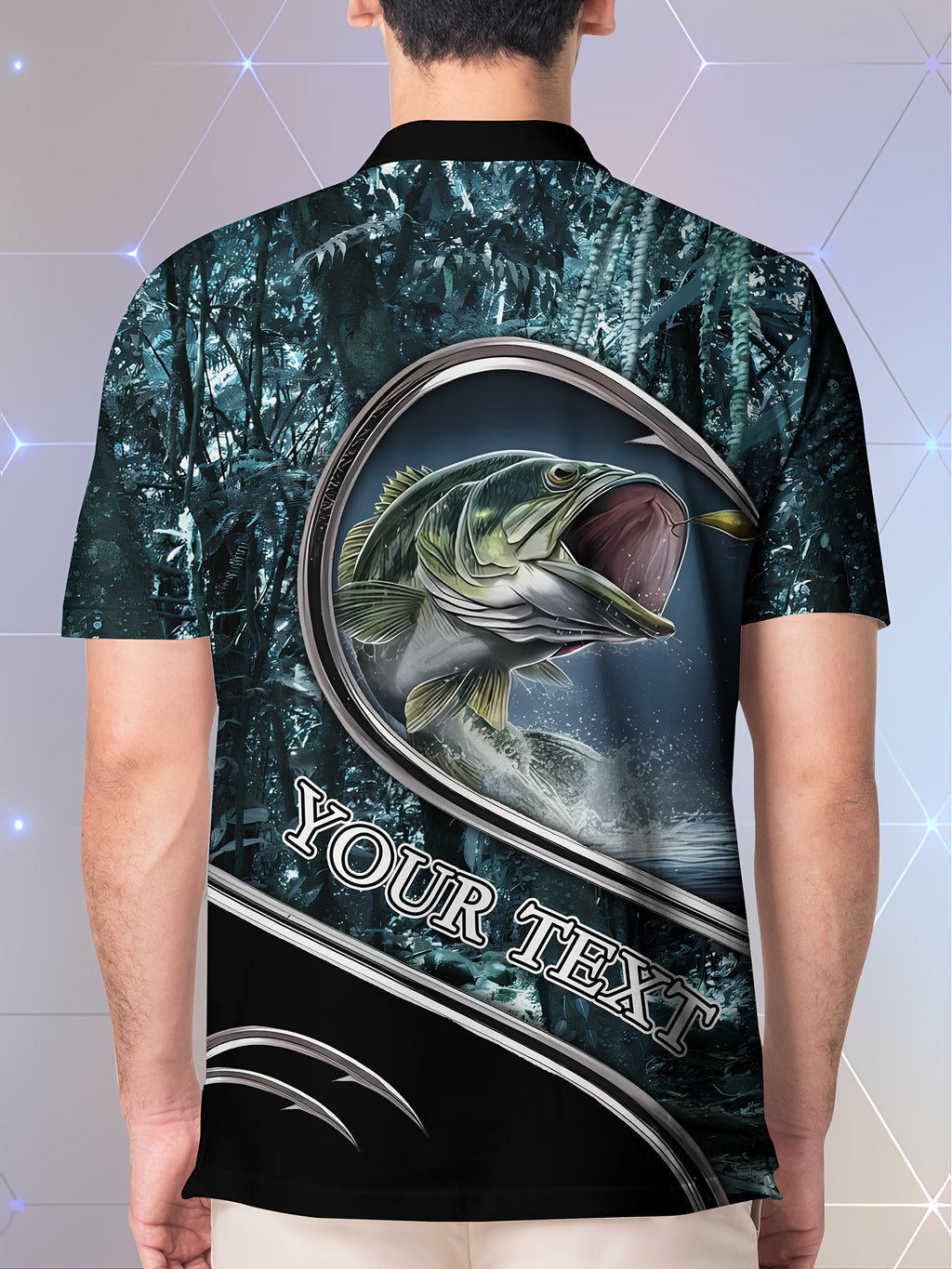 Customizable Men's Summer Polo - Tropical Fishing & Hook 3D Print