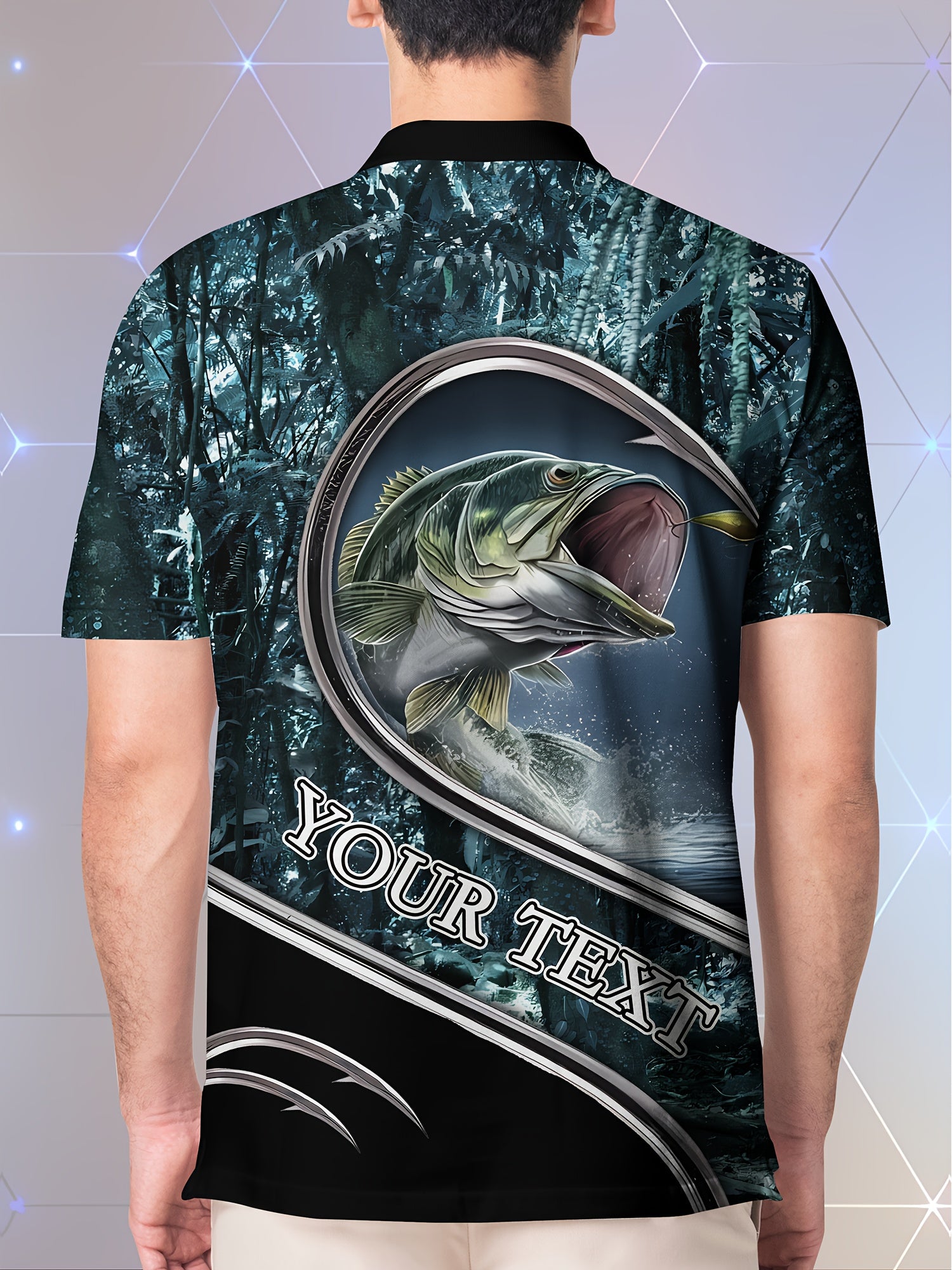Customizable Men's Summer Polo - Tropical Fishing & Hook 3D Print