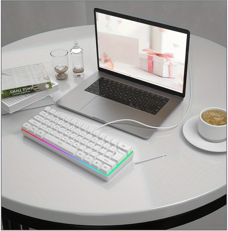 MageGee Mini 60% Gaming/Office Keyboard, Keycap Type Wired RGB Backlit Compact Computer Keyboard for Windows/Mac/Laptop, Laptop Accessory, Modern Keyboard, Sturdy Construction, Adjustable Lighting, Students - The Superior Findings Depot