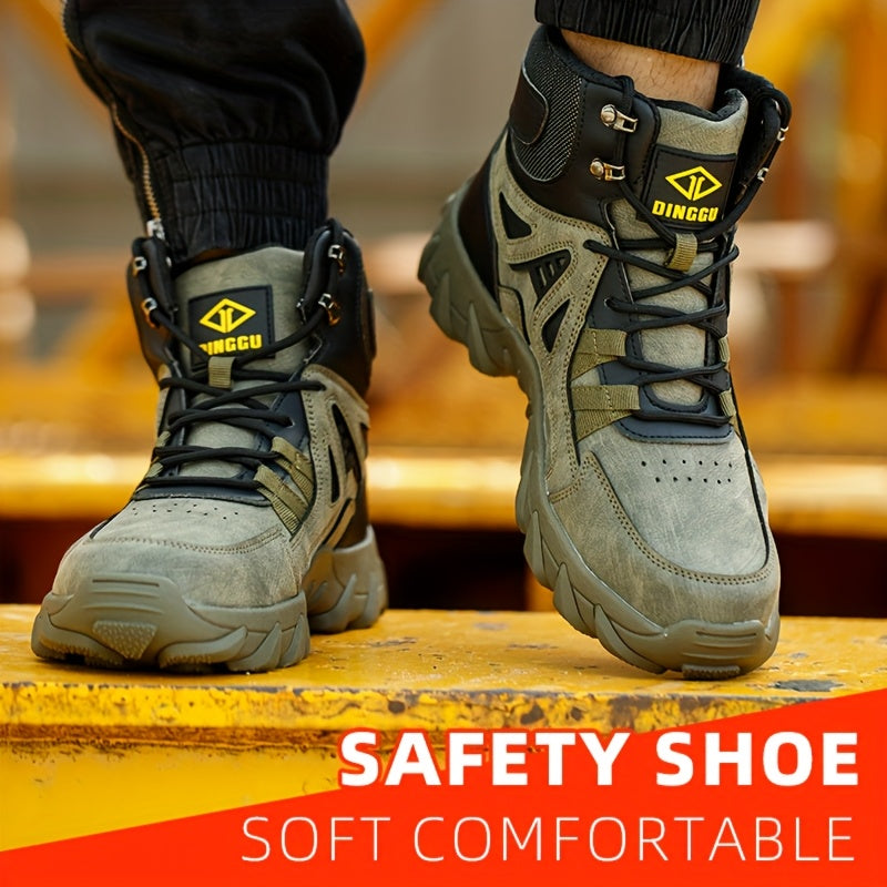 Men's Steel Toe Puncture-Proof Anti-Skid Work Boots with Kevlar-Reinforced Midsole & Breathable - Slip-Resistant Rubber Sole, All-Season Comfort for Industrial Construction & Outdoor Safety Shoes, Steel Toe Boots, Sleek Profe - The Superior Findings Depot