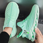 Men's Lightweight Plus Size Jogging Shoes - Breathable Mesh Lace-Up