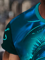 Men'S 3D Printed Fish T-Shirt | Suitable for Summer Outdoor Activities, Fishing, and Cycling | Crew Neck, Regular Fit, Slight Stretch Fabric