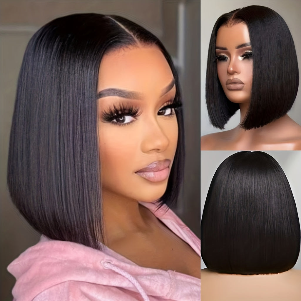 Elegant Women'S Short Bob Wig, Heat-Resistant Synthetic Fiber, Middle Parting, Natural Look - Easy to Care for, 12-Inch Black Short Bob Wig, Perfect for Daily Wear, Cosplay, Costume Matching, and Halloween - The Superior Findings Depot