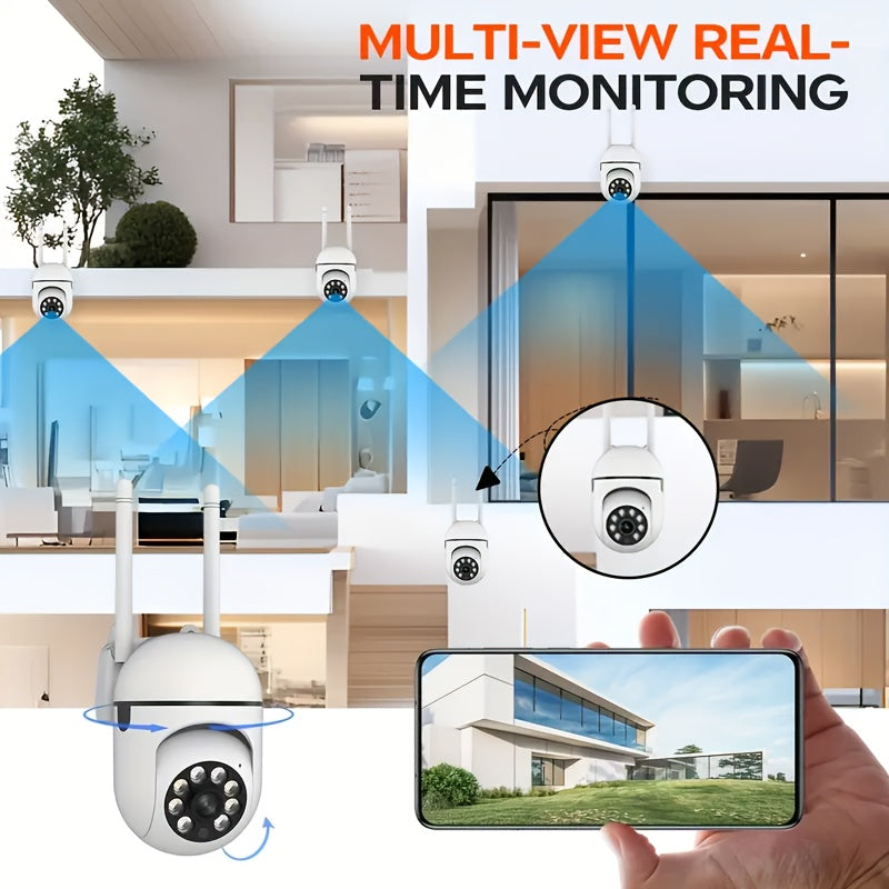 4pcs APP Compatible 1080P HD WiFi Security Cameras with PTZ, Dual Audio, LED Night Vision, Motion Detection Alarm, Wall-Mounted, Indoor/Outdoor Use, Non-Waterproof, 2MP Color - The Superior Findings Depot