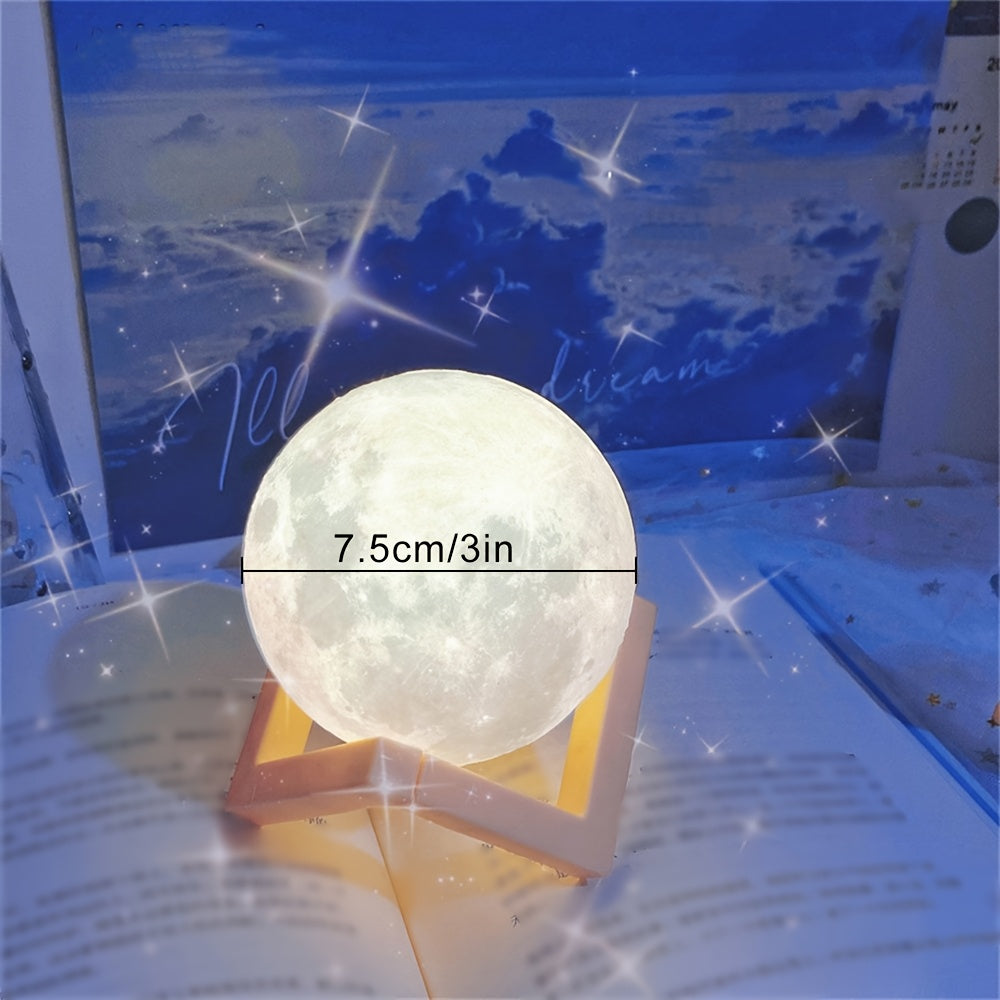 1pc 8/10/12cm LED Night Light 3D Printing Moon Light Star Light 7 Color Bedroom Decoration Night Light Shop Booth Decoration Hotel Bedside Table Decoration Bar Decoration Gift for hotel/catering/event holding - The Superior Findings Depot