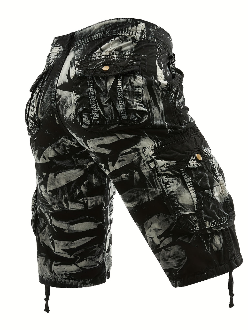 Men's Pure Tie-Dye Washed Outdoor Multi-Pocket Cargo Shorts