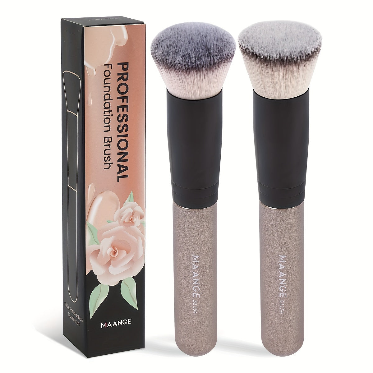 MAANGE Flawless Foundation Brush - Large Flat Top, Ultra-Soft Nylon Bristles for Seamless, Quick Application - Fragrance-Free, Ideal for All Skin Types - Black Handle, MAANGE - The Superior Findings Depot