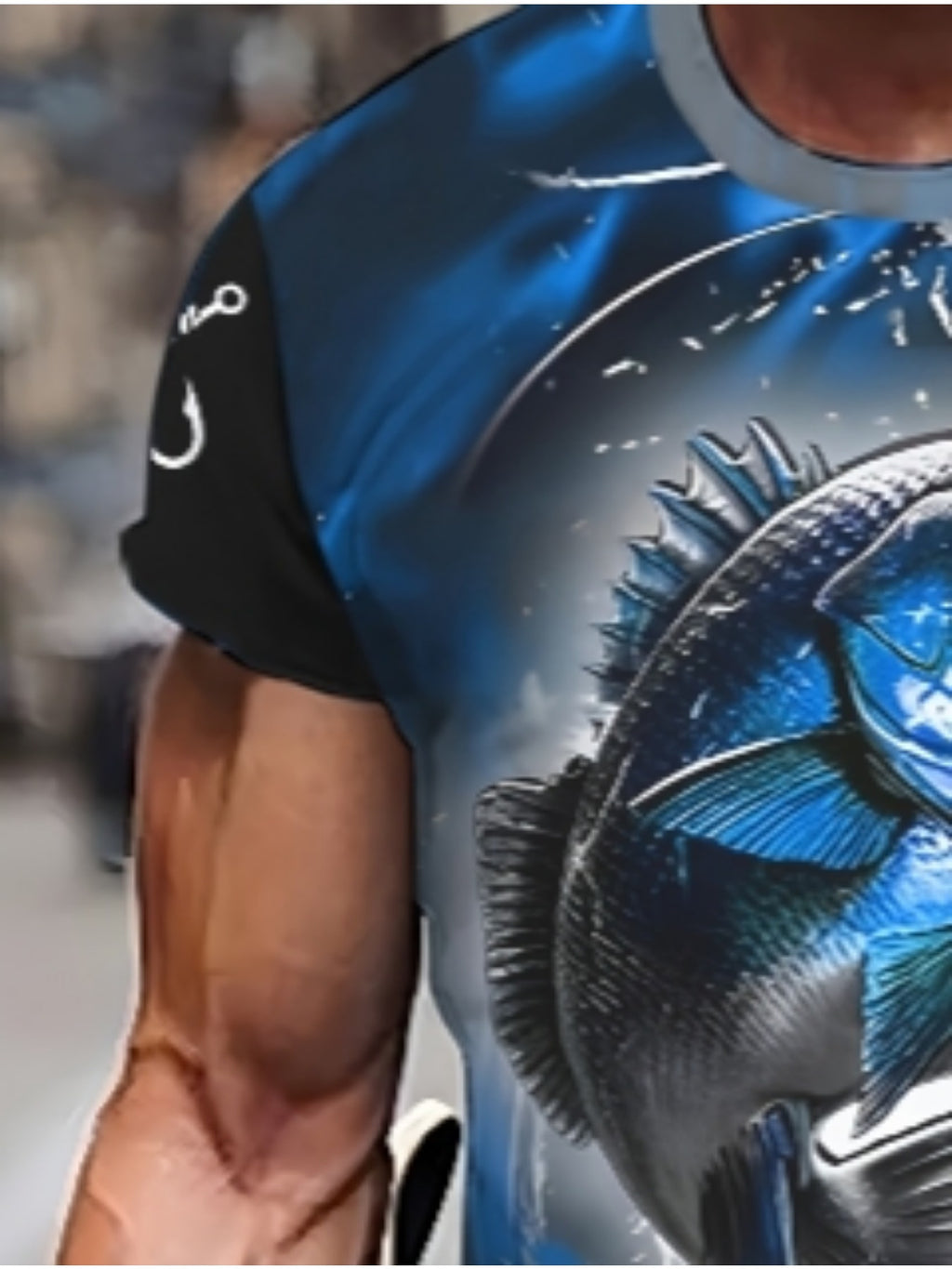 Men'S 3D Printed Fish T-Shirt | Suitable for Summer Outdoor Activities, Fishing, and Cycling | Crew Neck, Regular Fit, Slight Stretch Fabric