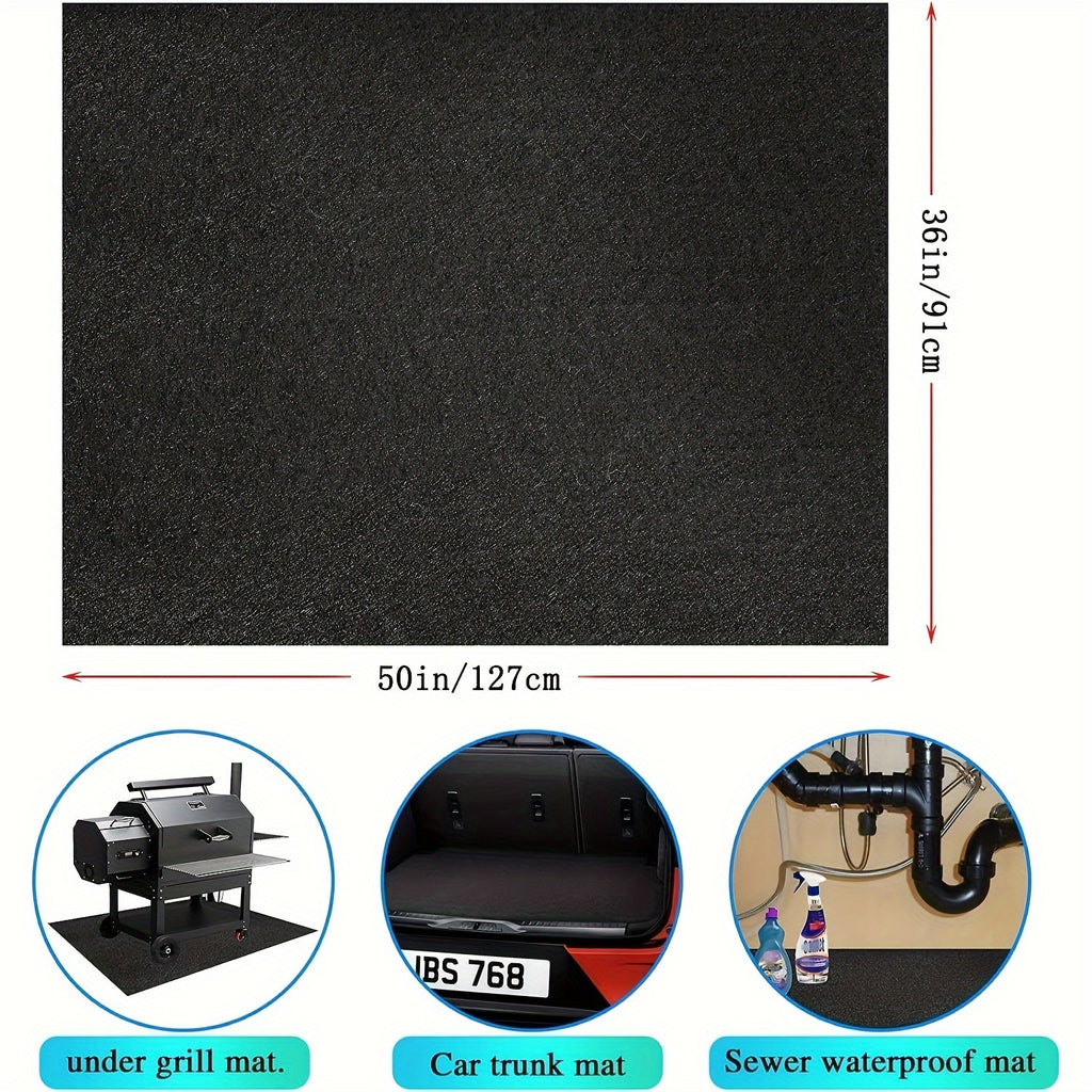 1pc of 91.44x127.0 cm barbecue mat, floor mat for barbecue, barbecue mat for outdoor barbecue deck protection, barbecue mat, reusable - The Superior Findings Depot