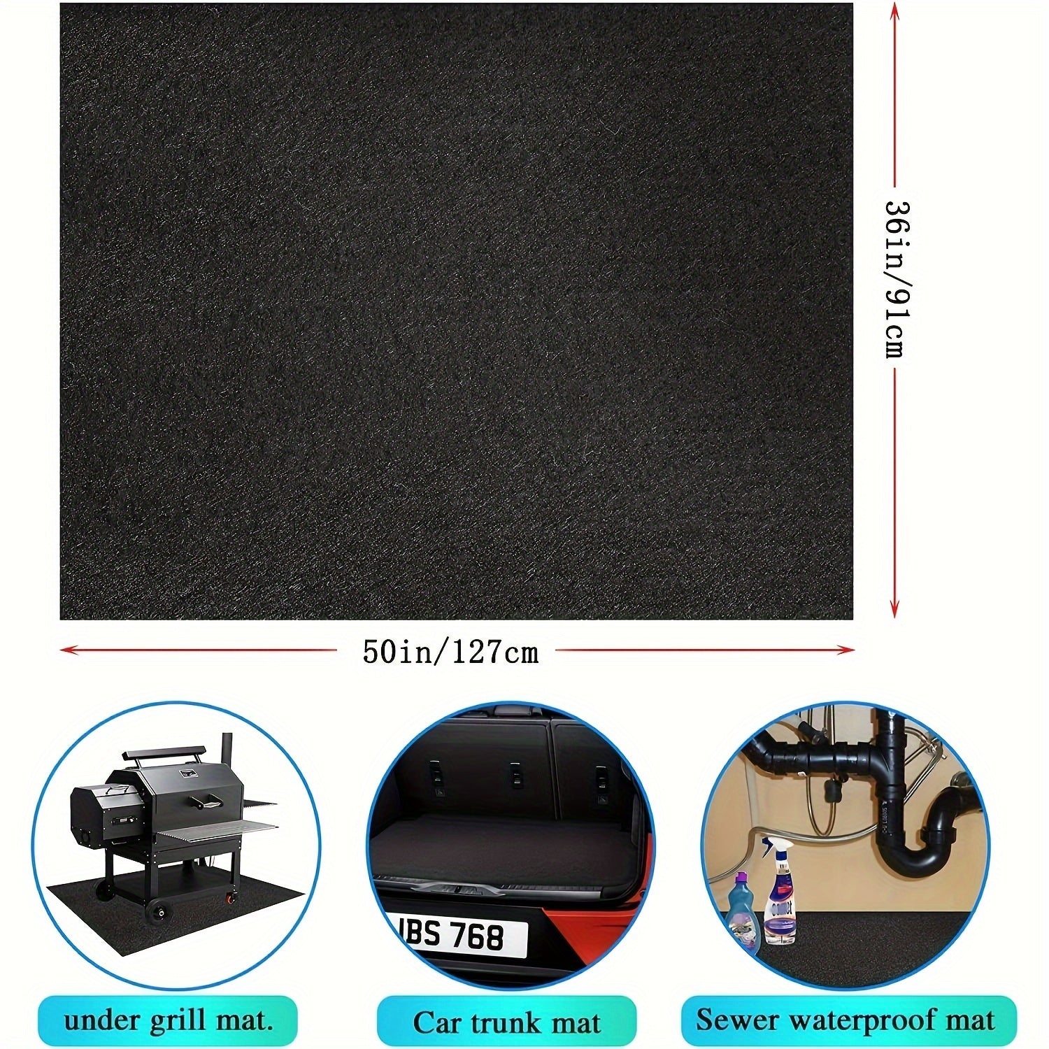 1pc of 91.44x127.0 cm barbecue mat, floor mat for barbecue, barbecue mat for outdoor barbecue deck protection, barbecue mat, reusable - The Superior Findings Depot