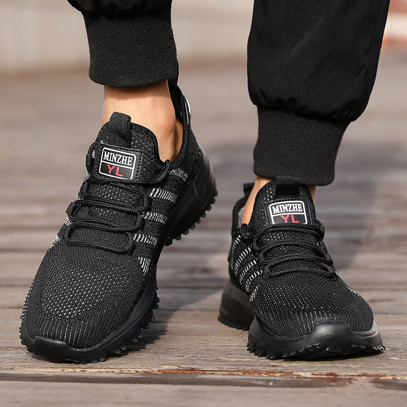 Men's Breathable Knitted Sports Shoes - Shock-Absorbing Non-Slip