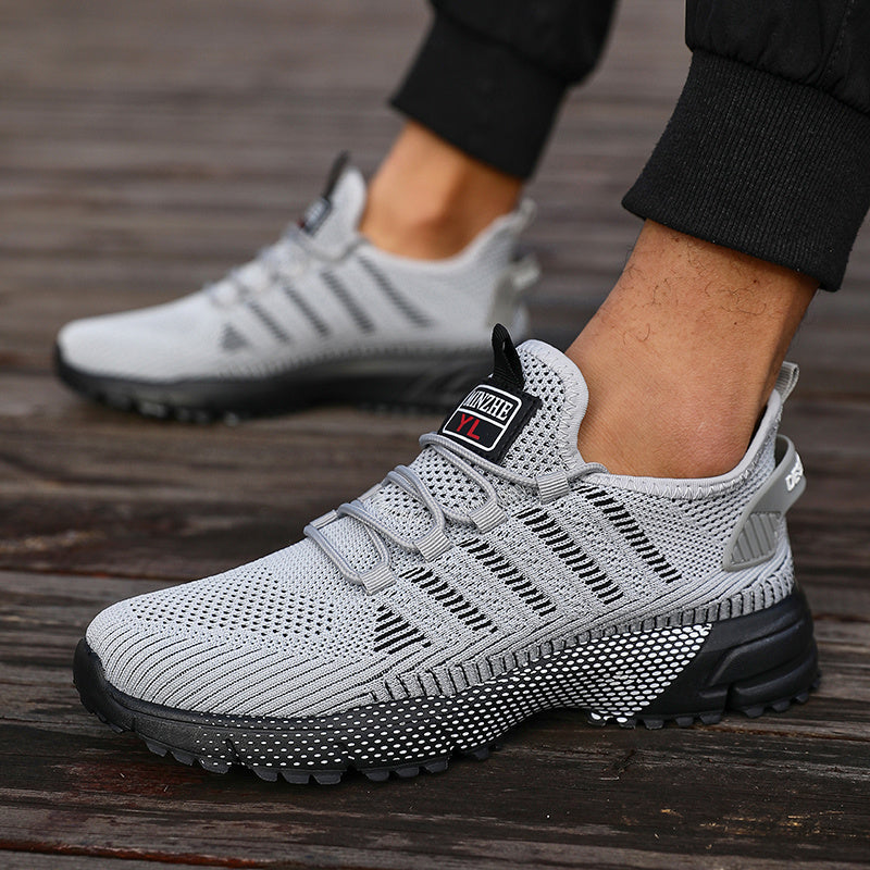 Men's Breathable Knitted Sports Shoes - Shock-Absorbing Non-Slip