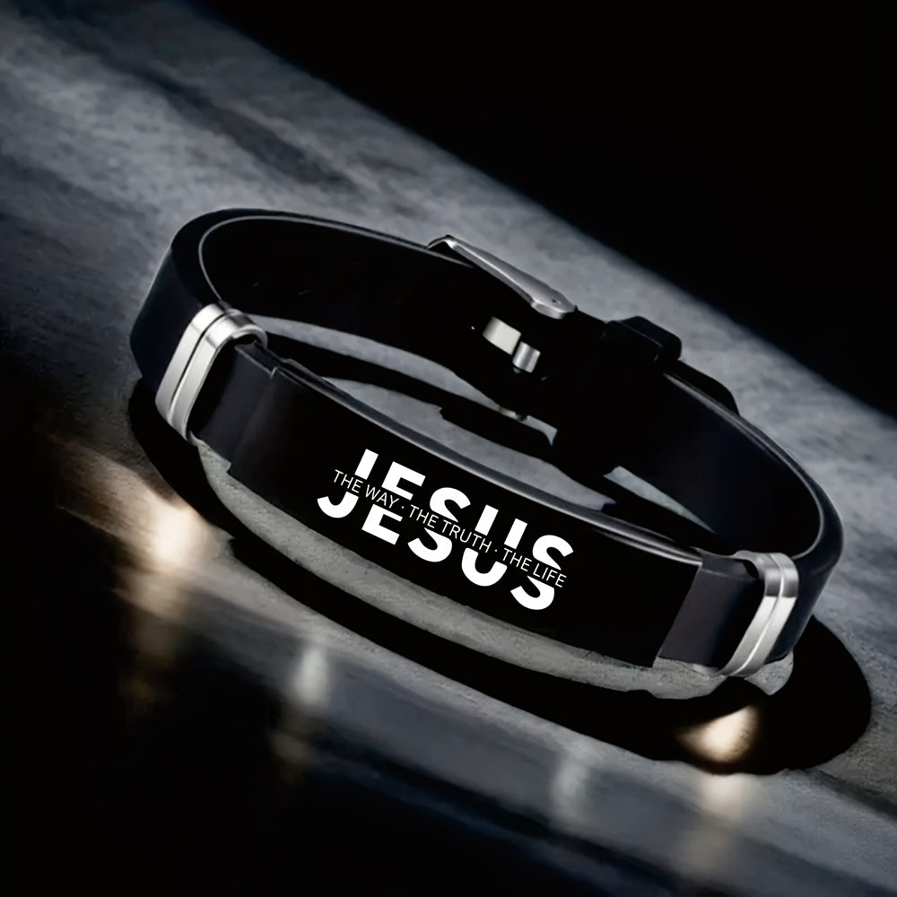 's 304 Stainless Steel Jesus Christ Bracelet - -Coated John 14:6 Verse (The Way, The Truth, The Life) - Religious Gift for Christian Faith, Easter, Christmas, Ramadan - Durable Christian Cross Pendant for Daily Wear - The Superior Findings Depot