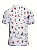 Men's Short-Sleeve Polo Shirt - Geometric Pattern Casual