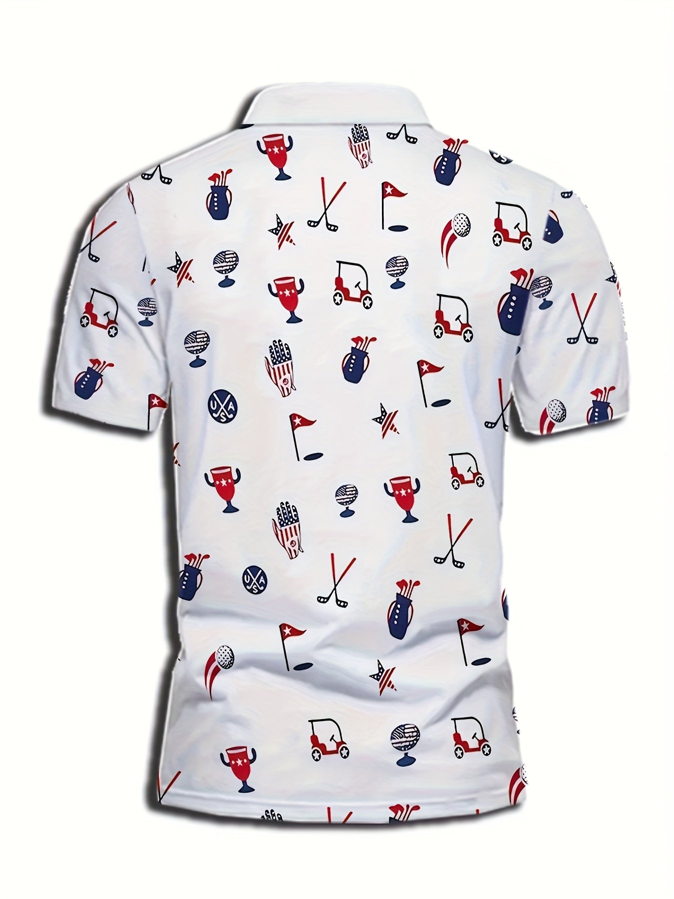 Men's Short-Sleeve Polo Shirt - Geometric Pattern Casual