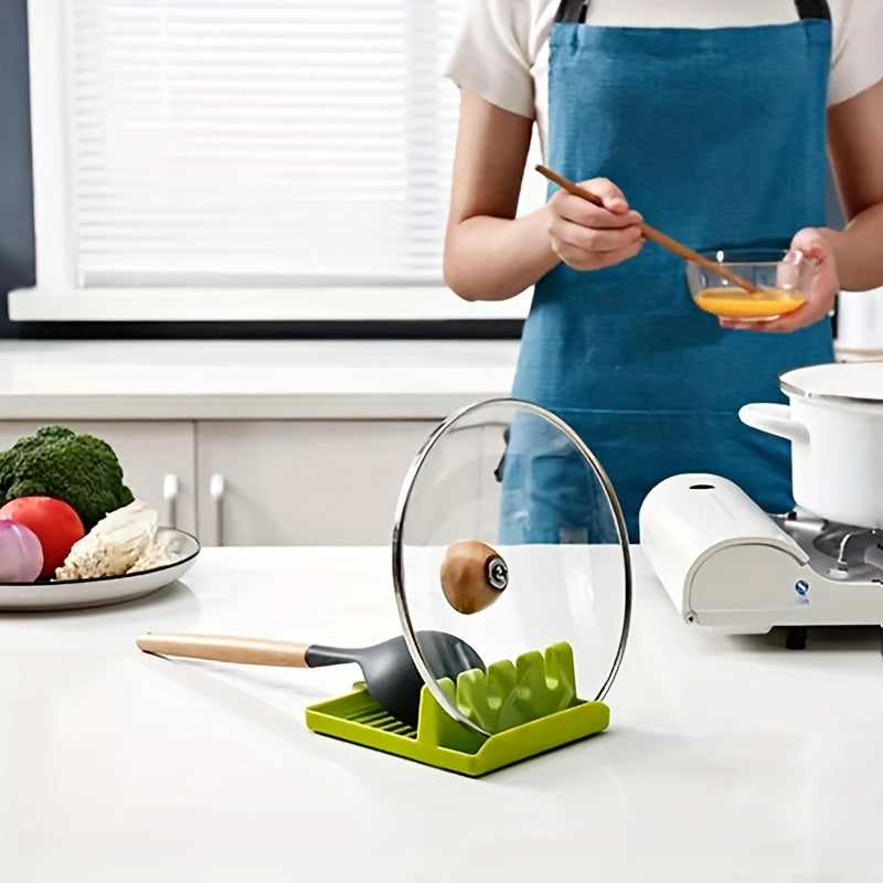 1pc Multi-Functional Kitchen Utensil Holder - 4 Slots White/Green