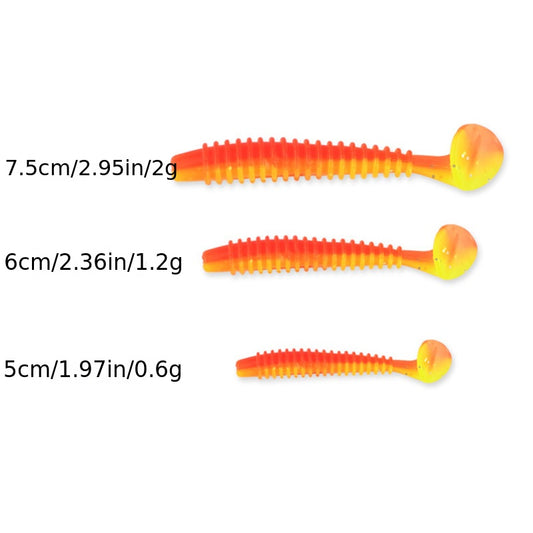 10pcs/Lot Soft Lures Silicone Worms Baits, Jigging Wobblers Fishing Lures, Artificial Swimbaits For Bass Carp Tackle, 5cm 6cm 7.5cm