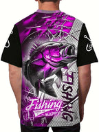 Men'S 3D Printed Fish T-Shirt | Suitable for Summer Outdoor Activities, Fishing, and Cycling | Crew Neck, Regular Fit, Slight Stretch Fabric