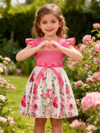 Girls' Cute Butterfly & Floral Print Princess Dress - 5 Styles Random