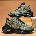 Men's Road Running Shoes - Olive Green & Black Accent