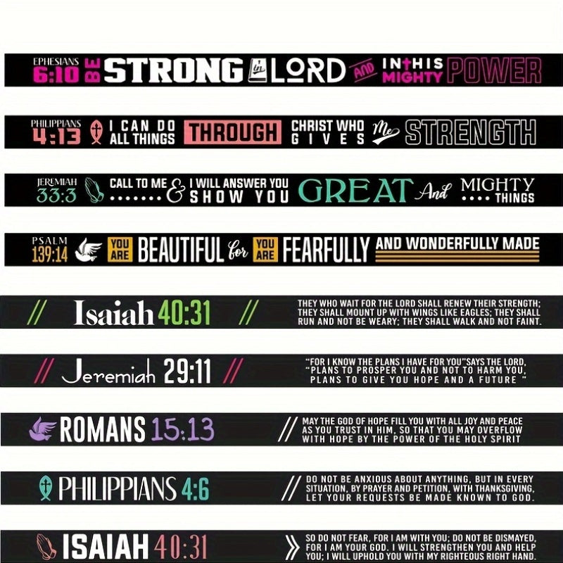 Silicone Wristbands with Inspirational Bible Verses - Black Religious Faith Bracelets for Men & Women, Motivational Scripture Quotes, Durable Comfort Fit for Daily Wear & Spiritual Encouragement, Faith Accessories, Spiritual - The Superior Findings Depot