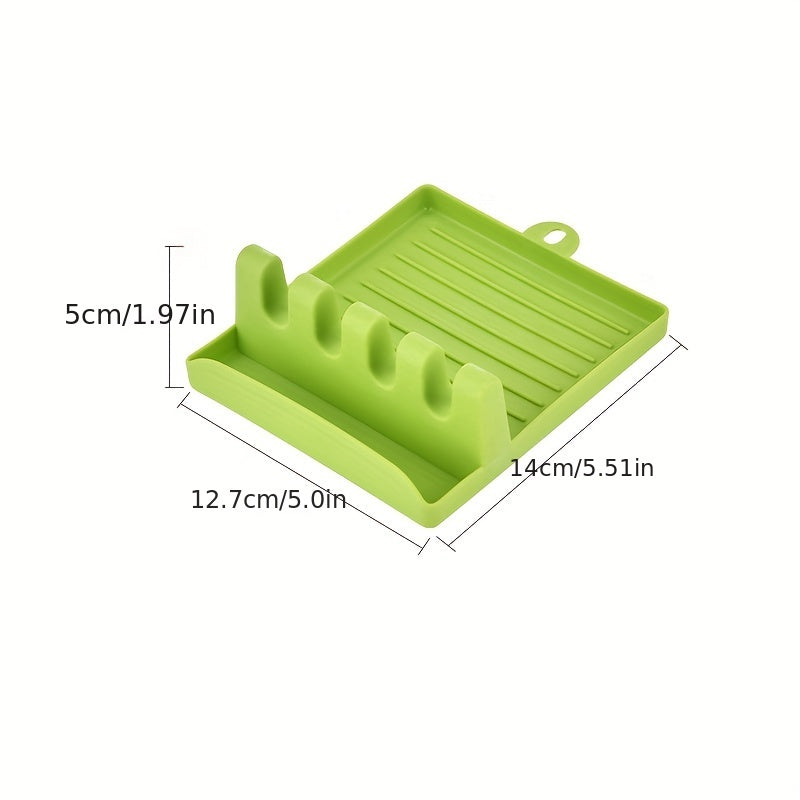 1pc Multi-Functional Kitchen Utensil Holder - 4 Slots White/Green