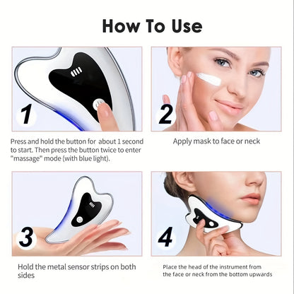 Electric gua sha tool, face neck body massager, two modes vibration heating massage tool, home convenient beauty instrument