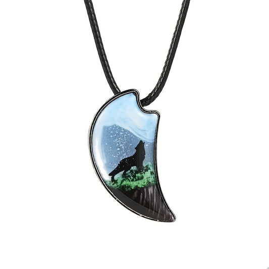 Vintage Wolf Pendant Necklace, 925 Silver Plated Copper, Synthetic Stone, Animal Jewelry for Men and Women, Daily Wear, Valentine'S Day Gift, All Seasons Compatible