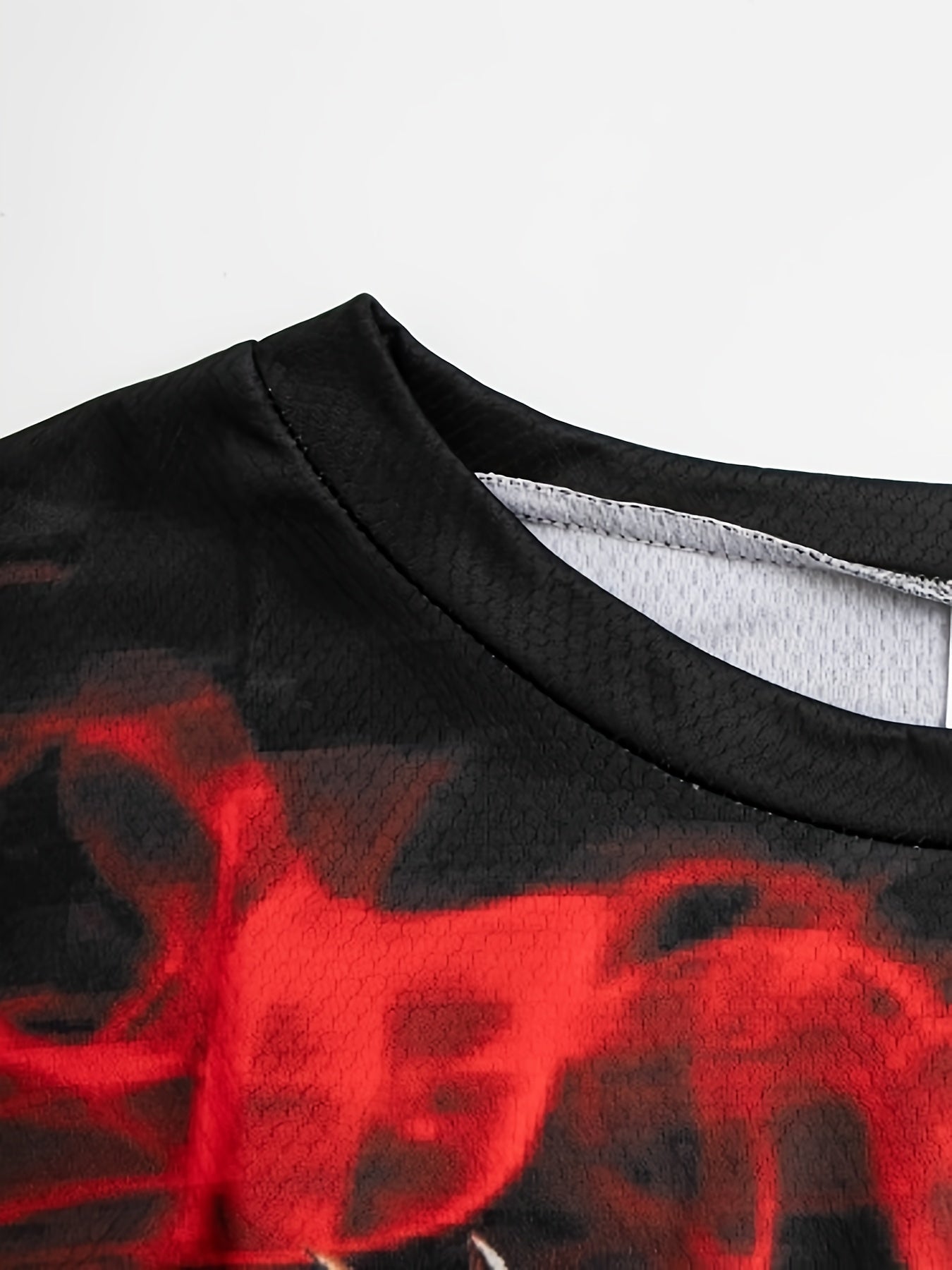 Men's Red Flame & Fish Print Long Sleeve T-Shirt - Quick-Dry